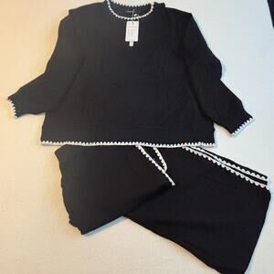 MEROKEETY Women's 2 Piece Heavy Knit Long Sleeve Top and Pants Pajama Loungewear